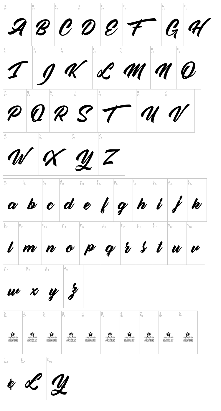 Orange font map